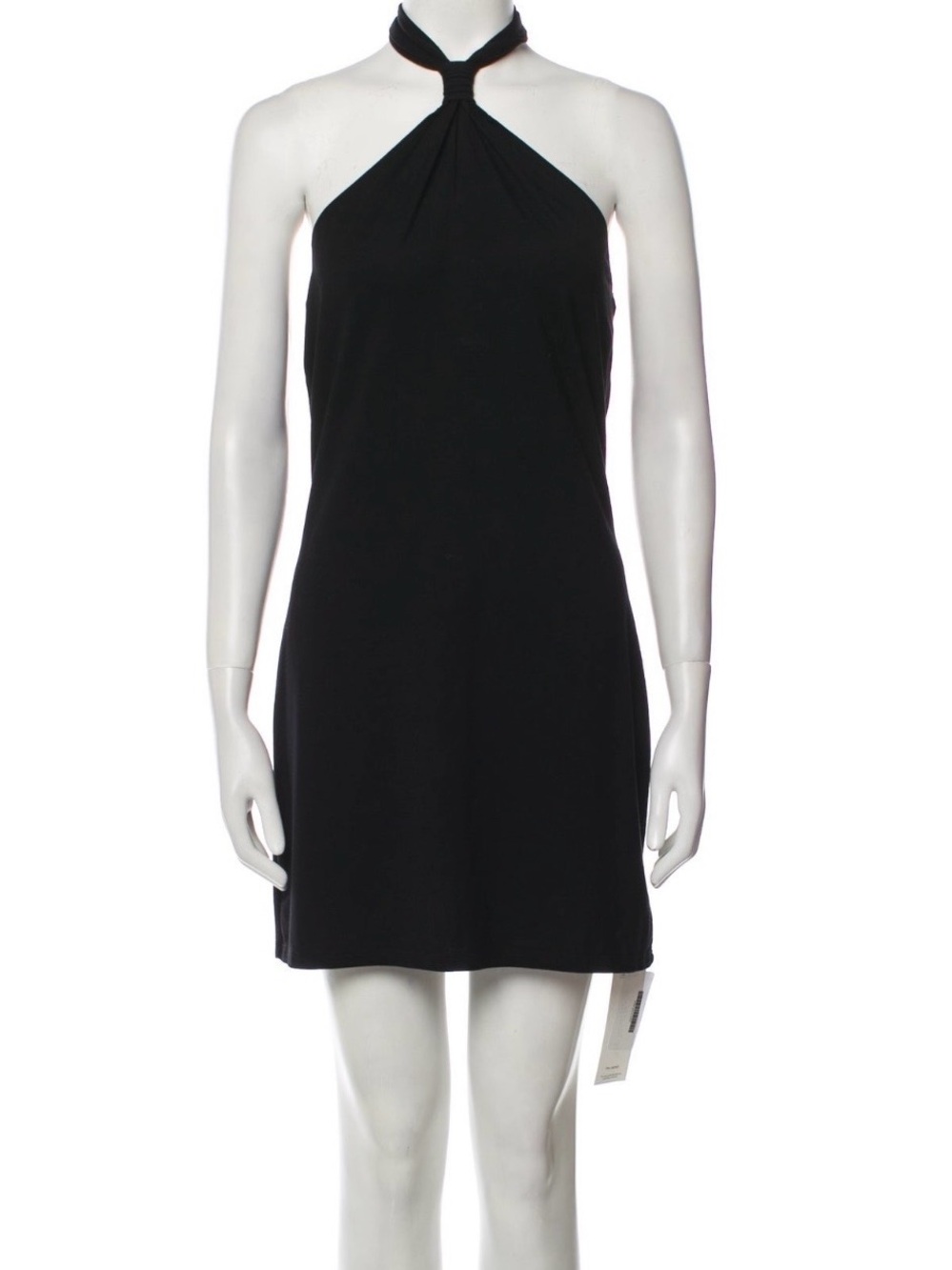 Reformation Black Halter Mini Dress with Twist Neck